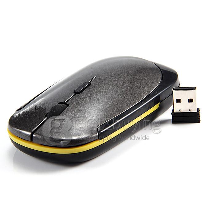 Ultra Slim Portable Wireless 2.4GHz 800 / 1600 DPI USB Optical Mouse for Windows XP/Vista/Win 7/Mac - Gray