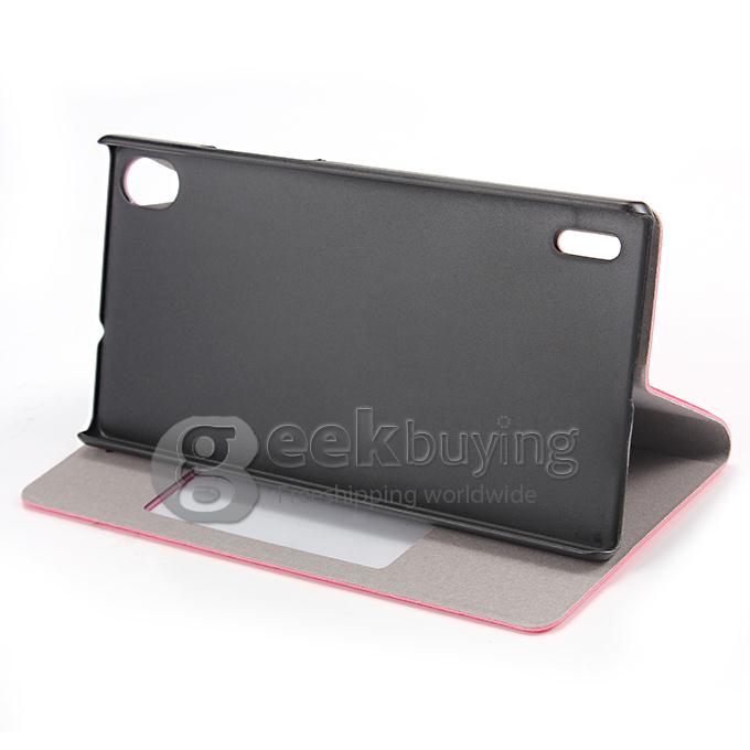 Brand New Protecive Cover Flip Stand Leather Case for HUAWEI Ascend P7 - Pink