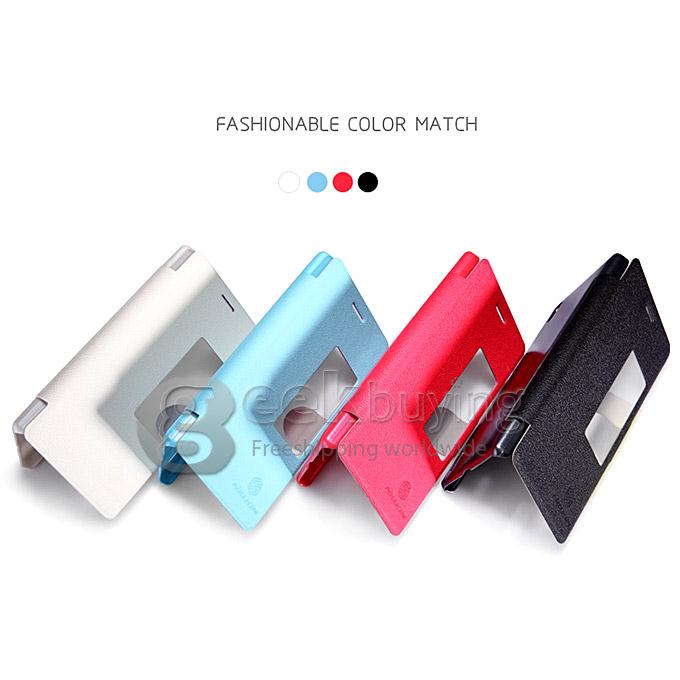 Nillkin Fresh Series PolyCarbonate Flip Stand Leather Case for HUAWEI Ascend P7 - Red