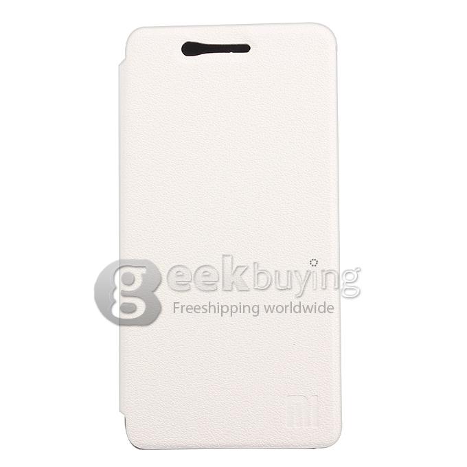 High Quality Protective Cover Flip Stand Leather Case for Xiaomi Mi4 M4 - White