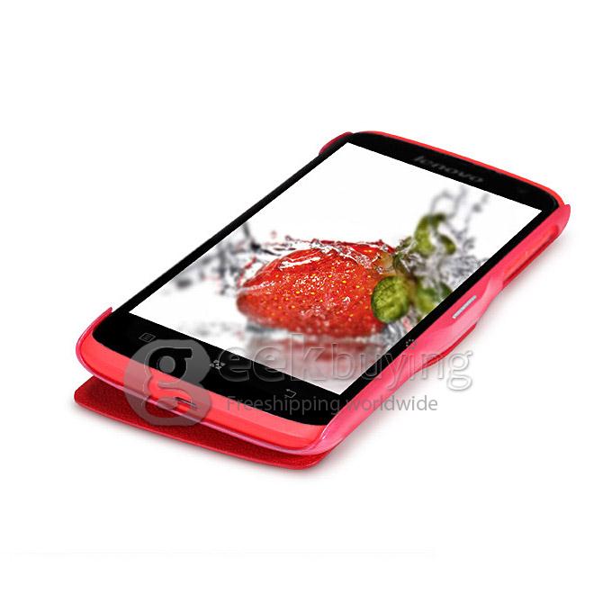 Nillkin Fresh Series PolyCarbonate Flip Stand Leather Case for Lenovo S820 - Red