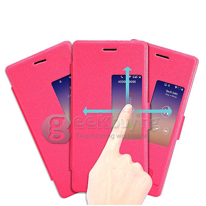 Nillkin Fresh Series PolyCarbonate Flip Stand Leather Case for HUAWEI Ascend P7 - Red