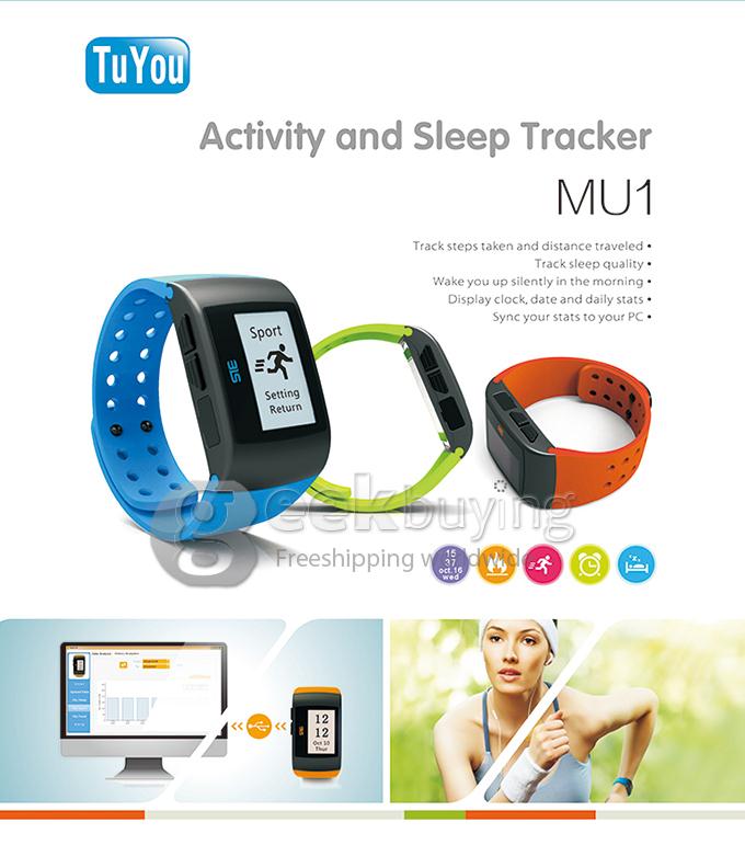 MU1 Sports Smart LCD Bracelet Watch Sleeping Moniton Health Wristband for Men Women - Blue