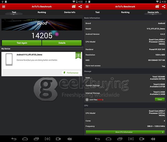 V12 Action 7029B Quad Core 10.1 Inch Tablet PC Android 4.4 OS 1G/8G Capacitive Touch Screen Bluetooth - Silver