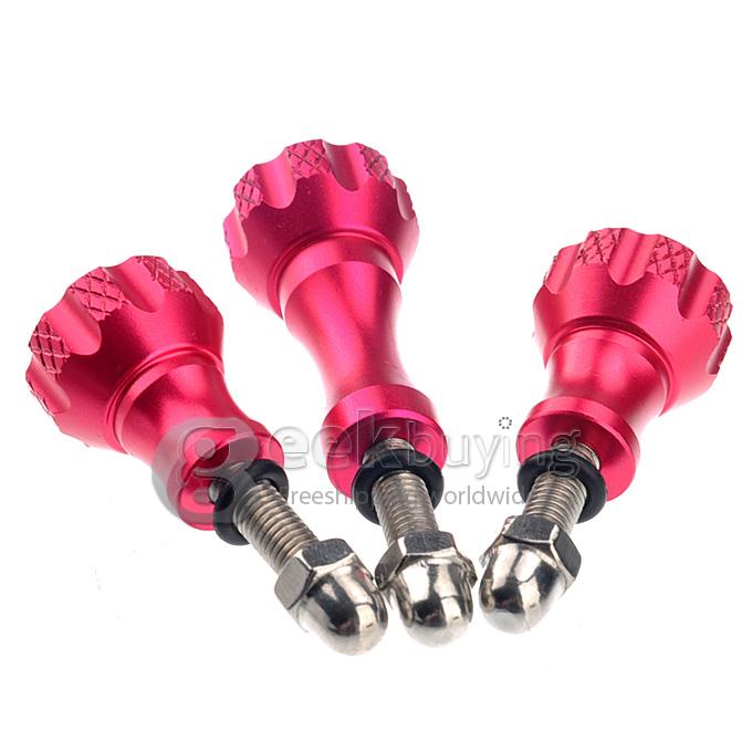High Quality & Precision CNC Machining Thumb Knob Aluminum Alloy Bolt Nut Screw Kit For Gopro Hero 3+ / 3 / 2 / 1 - Red
