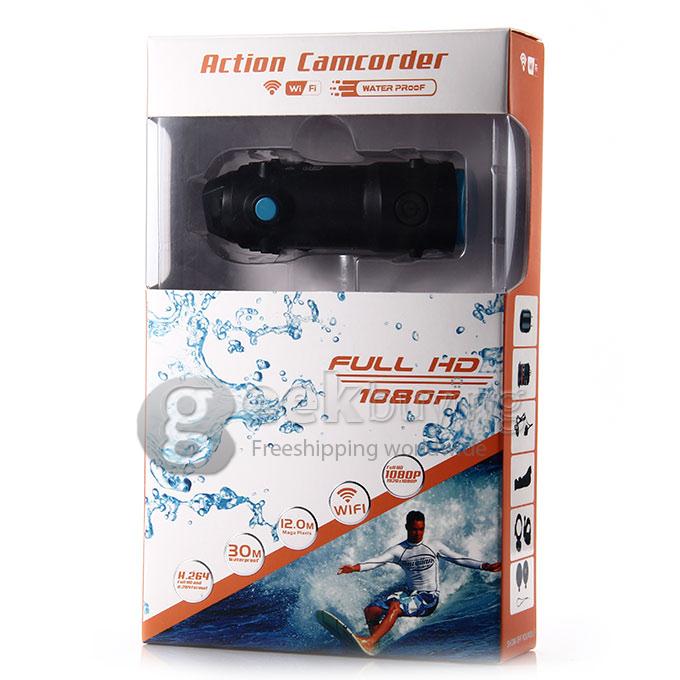 S10W WIFI Sport Camcorder Full HD 1080p 130 Degree Mini Portable Waterproof Outdoor Action Helmet Sport Camera - Black