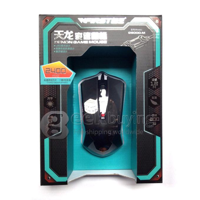 WFIRST DENON X6000-M Wired USB 2400DPI Gaming Mouse 6D Optical Mouse DPI Changeable with Backlit for DOTA LOL - Black