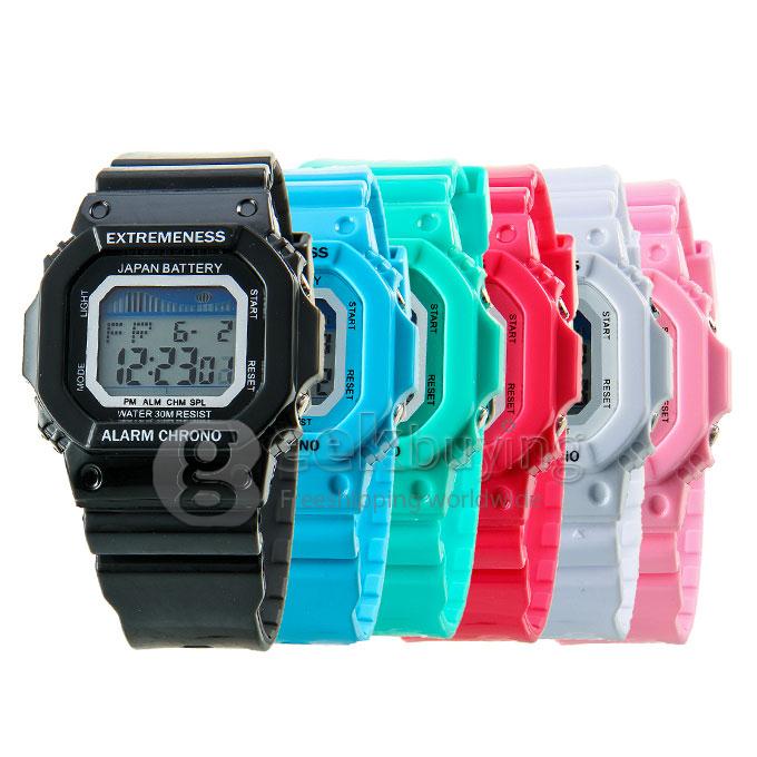 SKMEi 6918 Childern Fashion LED Water Resistant PU Strap Digital Quartz Sport Watch - Green
