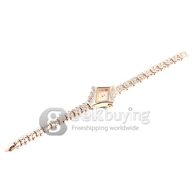 King-girl A-9097 Women's Diamante Dial Alloy Band Analog Quartz Wrist Watch - Rose Gold