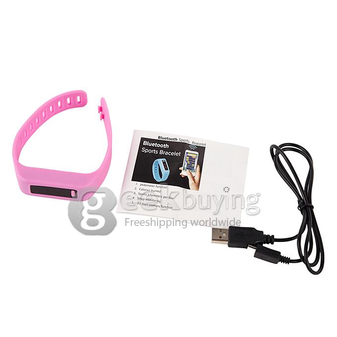 LC Healthy Smart Sport Bluetooth 4.0 Wrist Band Bracelet Hand Ring with Screen Sleeping Fitness Running Ped - Pink