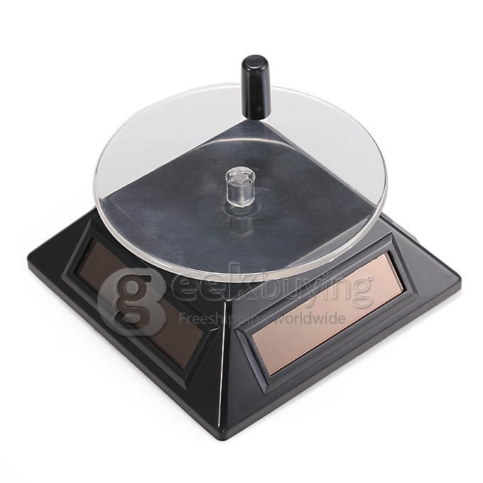 300g Solar Powered Rotation Turntable Jewelry Display Plate Desinger Rotary Jewelry Showcase Stand - Black