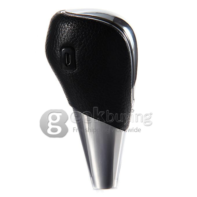 Touch Activated RGB LED Light Shift Knob Whole Luminous PU Leather Cover - Black