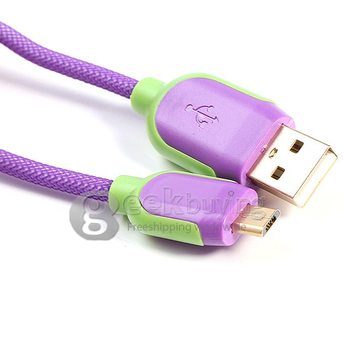 ESC03 1.5m Micro USB Data Charger Sync Cable for Samsung Galaxy S5/S4/i9300 Note4 HTC Xiaomi Nokia - Purple + Green
