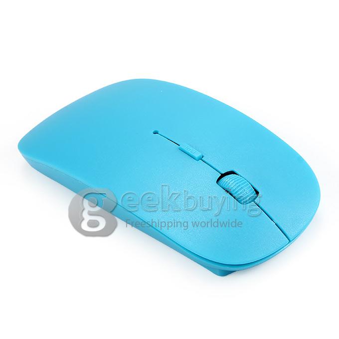 Ultra Slim Wireless USB 2.4GHz Optical Mouse Mice 800 / 1600 DPI Support Mac OS/Windows - Light Blue