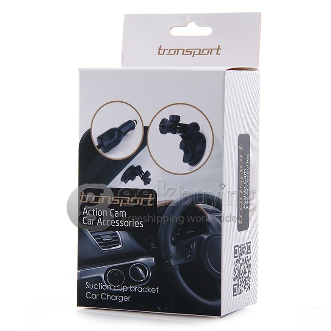 Tronsport DC5V 1000mA Car Charger + Car Suction Cup Mount for Sports DV Tronsport SJCAM GoPro Cameras