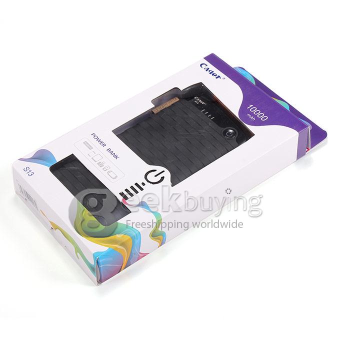 Cager S20 External Dual USB 10000mA Backup Power Bank Battery Charger 2.1/1A for iPhone6 Plus SAMSUNG Phone Tablet Black
