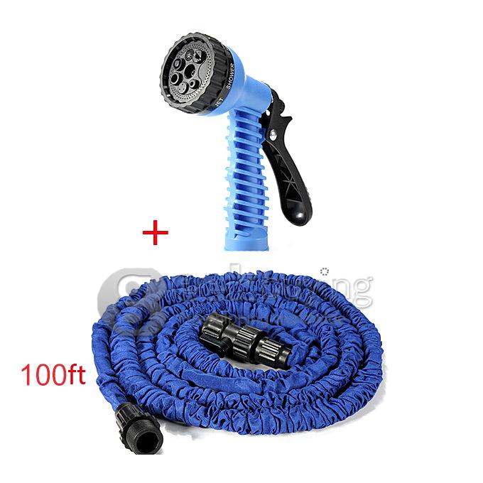 100FT Home Garden Flexible Natural Latex Water Pipe - Blue