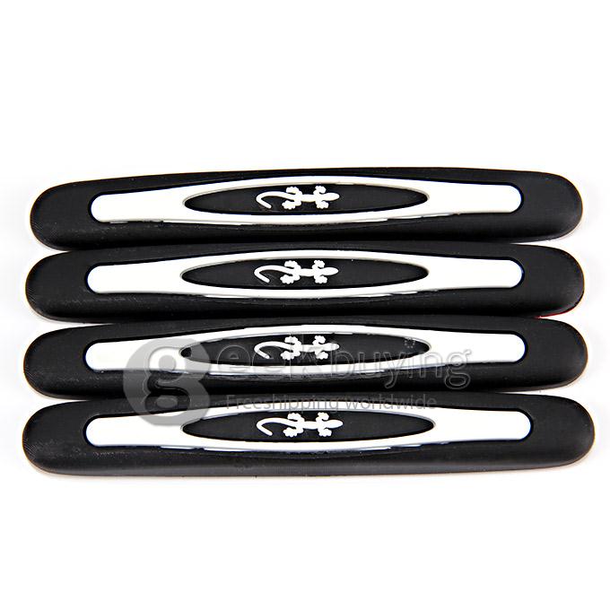 4pcs Auto Car Side Door Edge Protection Guards Stickers - Black+white