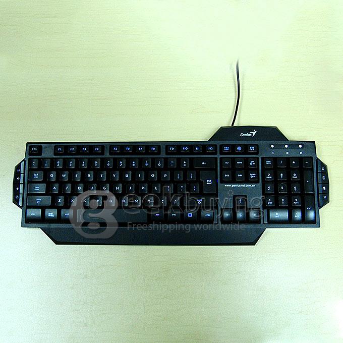Genius K7 USB Wired Blue/Red LED Backlit 104-Key Keyboard with 8 Multi-media Hotkeys - Black
