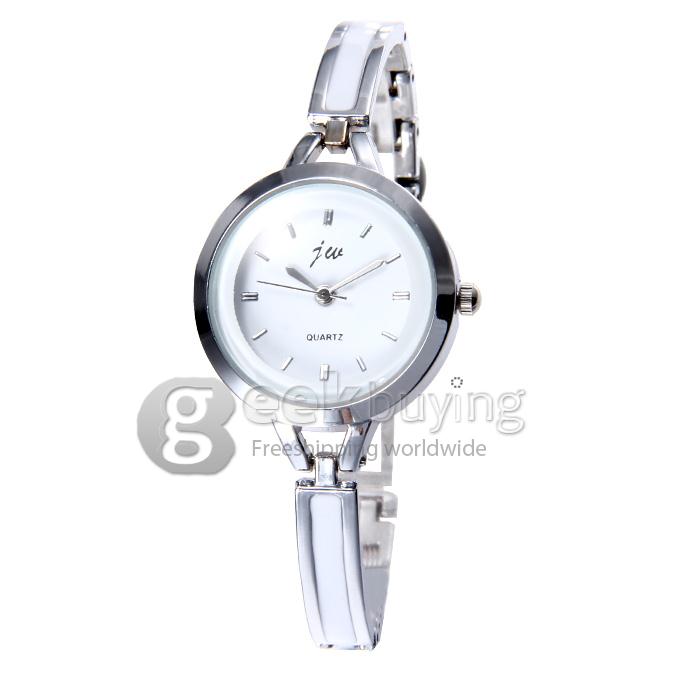 JW Fashion Women Lady Style Casual Alloy Strap Analog Quartz Bracelet Watch - White