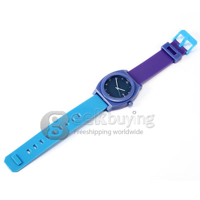 MILER A1238 Children Fashion Colorful Silicone Band Quartz Analog Sport Wrist Watch - Blue & Purple