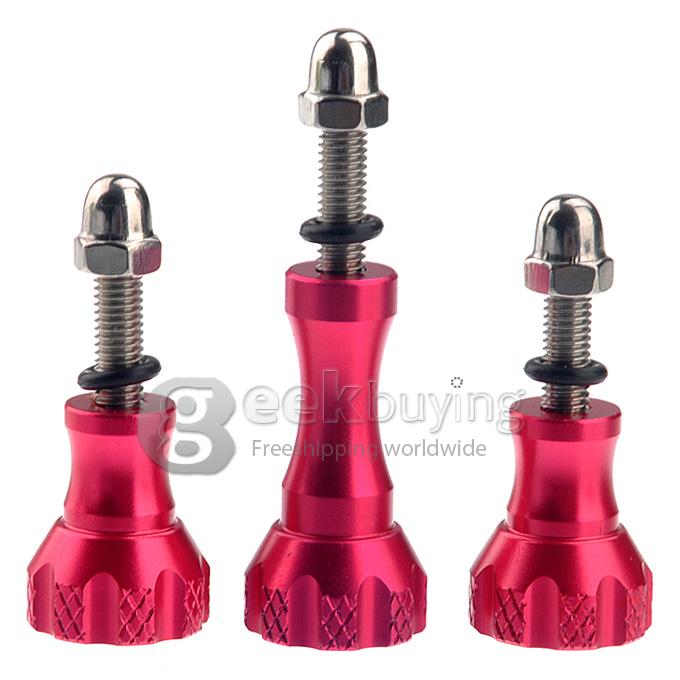 High Quality & Precision CNC Machining Thumb Knob Aluminum Alloy Bolt Nut Screw Kit For Gopro Hero 3+ / 3 / 2 / 1 - Red