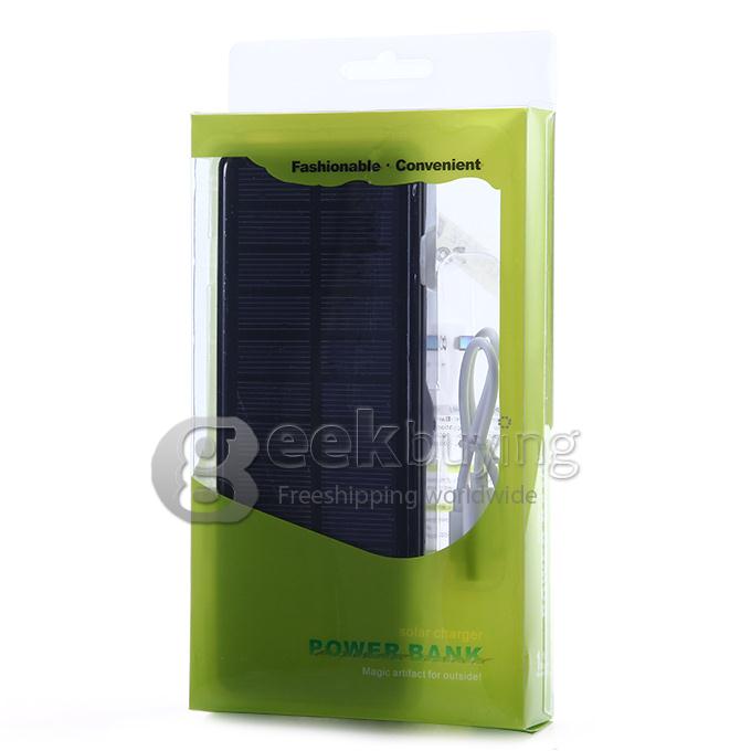Dual USB High Capacity 15000mAh Mobile Solar Battery Charger Power Bank for Phone Tablet Camera Device - Black