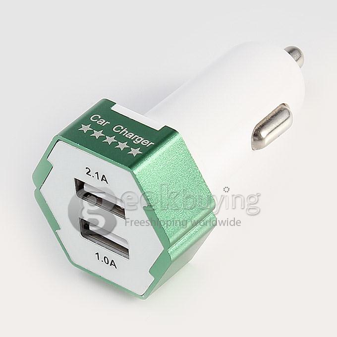 ES-04 Universal Hexagon 3.1A Dual USB Port Car Charger Adapter for iPhone 6 Plus Samsung Galaxy Cellphone Table - Green