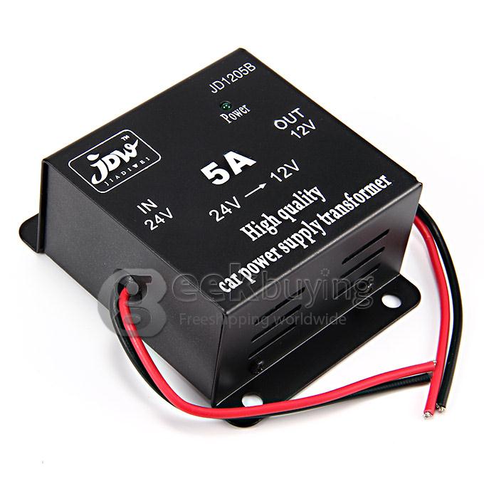 JD1205B DC 24V to 12V Car Power Supply Transformer Converter - Black
