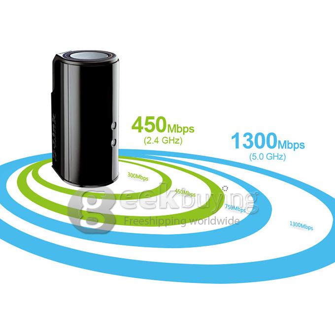 D-Link DIR-868L Wireless 1750Mbps 802.11ac Cloud App-enable Smart Wifi Router 2.4G/5G Dual Band Gigabit Modem - Black