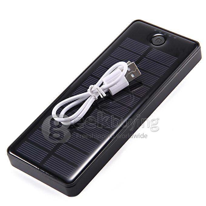 Dual USB High Capacity 15000mAh Mobile Solar Battery Charger Power Bank for Phone Tablet Camera Device - Black