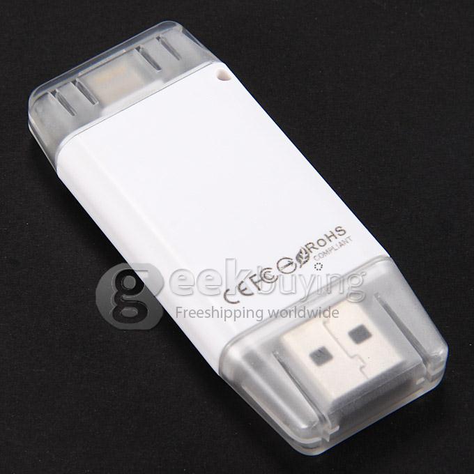 i-Flash HD Drive 32GB USB + 8-pin Port Flash Drive Memory Stick for iPad iPod iPhone5s iPhone6 - White
