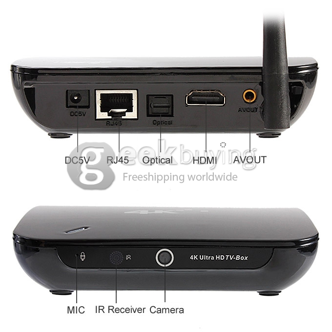 Cloudnetgo CR12S RK3288 Quad Core 1.8GHz Android 4.4 Mini TV Box HDMI HDD Player 2G/8G 2.4G/5G WIFI 2.0MP Camera Mic BT DLNA AlbappTV - Black