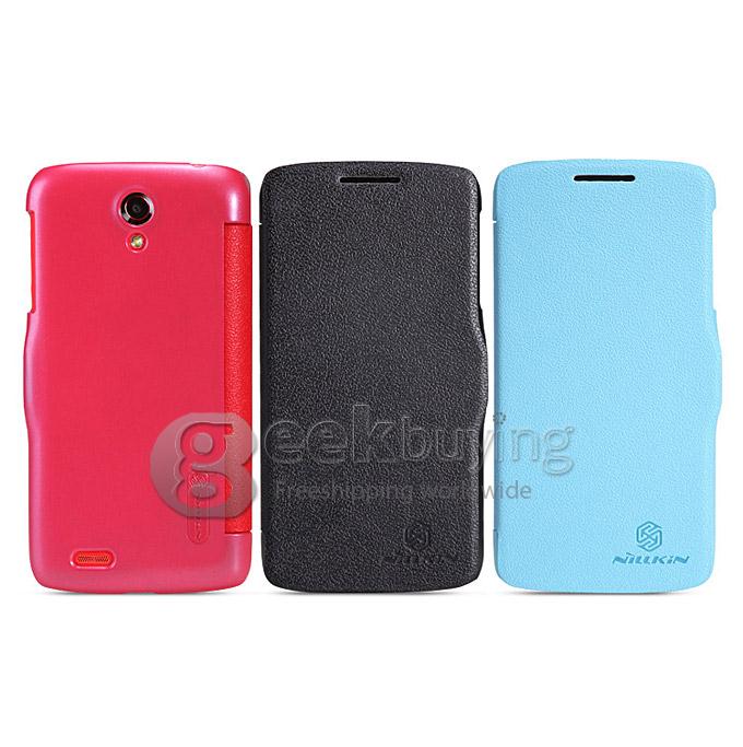 Nillkin Fresh Series PolyCarbonate Flip Stand Leather Case for Lenovo S820 - Red