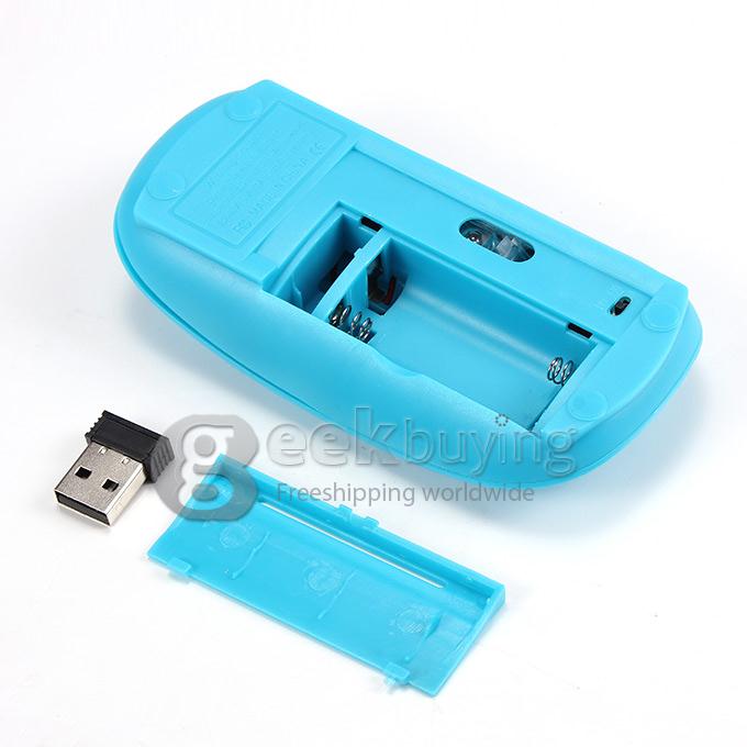 Ultra Slim Wireless USB 2.4GHz Optical Mouse Mice 800 / 1600 DPI Support Mac OS/Windows - Light Blue
