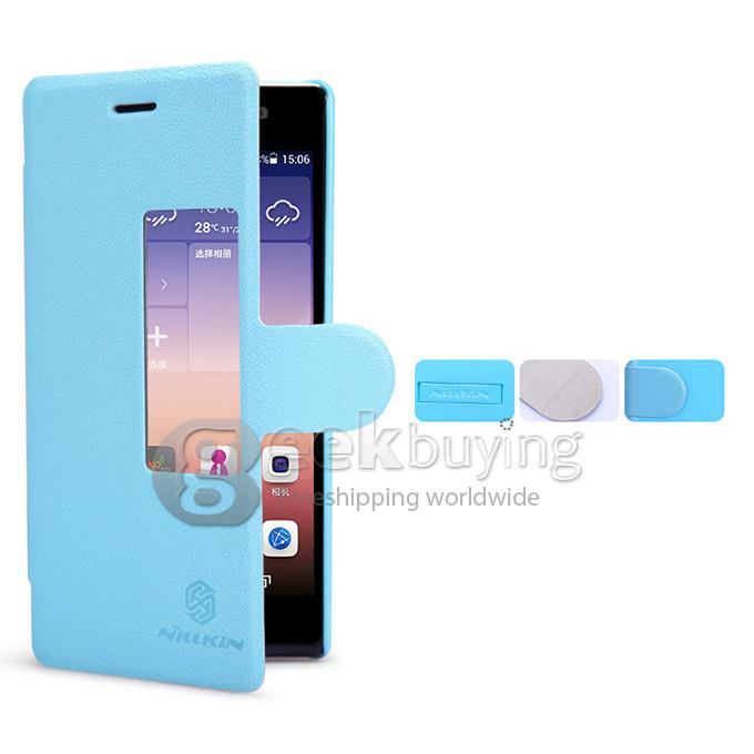 Nillkin Fresh Series PolyCarbonate Flip Stand Leather Case for HUAWEI Ascend P7 - Blue