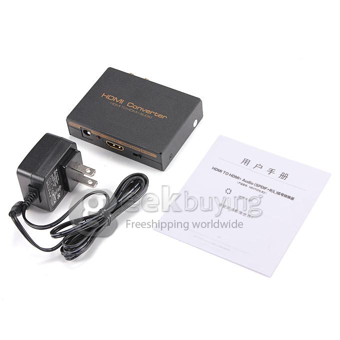 Full HD 1080P HDMI Input to HDMI SPDIF R/L Audio Decoder Output Converter Box Adapter Support 5.1/7.1 with Audio EDID