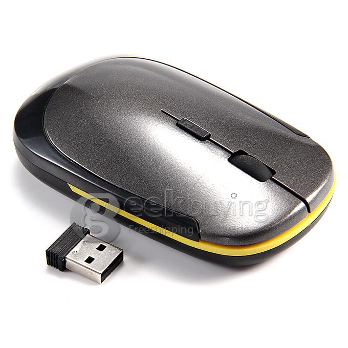 Ultra Slim Portable Wireless 2.4GHz 800 / 1600 DPI USB Optical Mouse for Windows XP/Vista/Win 7/Mac - Gray