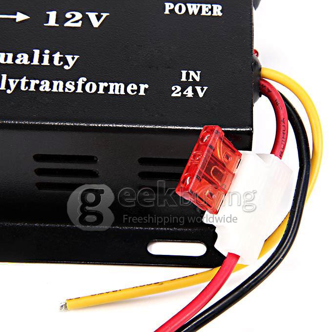 Universal DC 24V to 12V 20A Car Power Converter Supply Transformer - Black