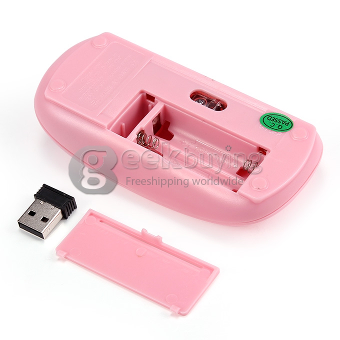 Ultra-Slim USB 2.4GHz Wireless Mouse support Mac OS/Windows - pink