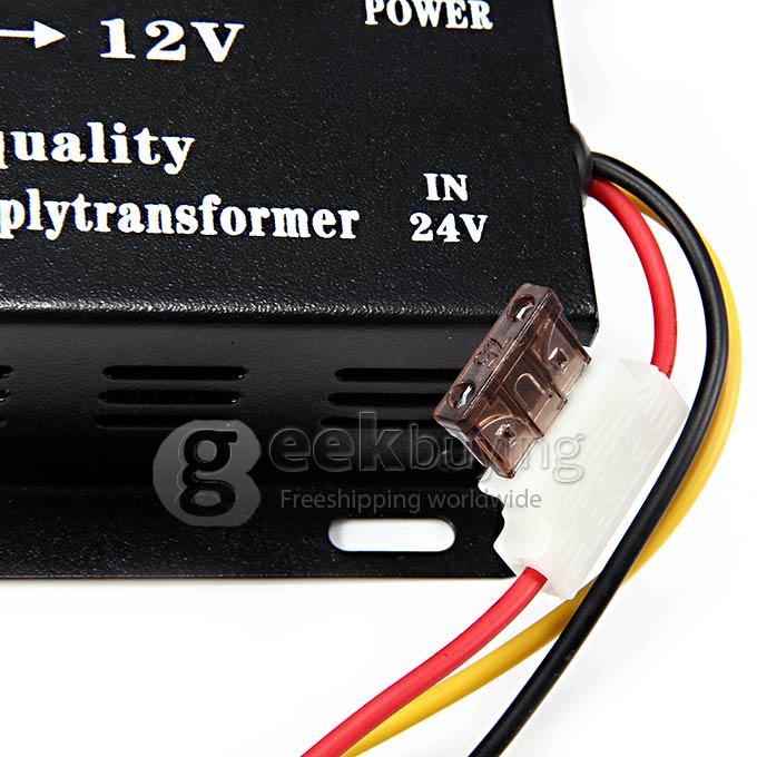 Universal DC 24V to 12V 15A Car Power Converter Supply Transformer - Black