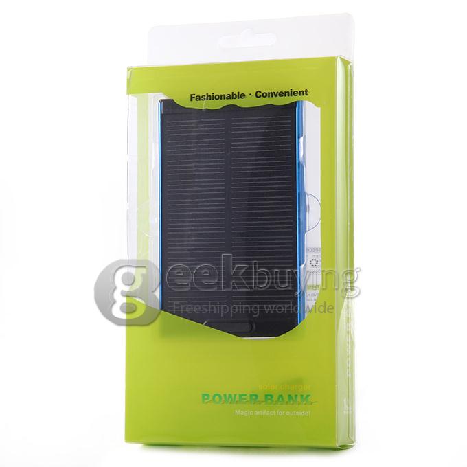 5000mAh 5V/2A Solar Charger Panel Power Bank External Battery for Cell Phone Mobile Device - Blue