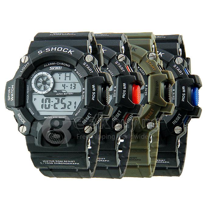 SKMEi 1019 Unisex Fashion LED PU Strap Water Resistant Digital Quartz Sport Watch - Black