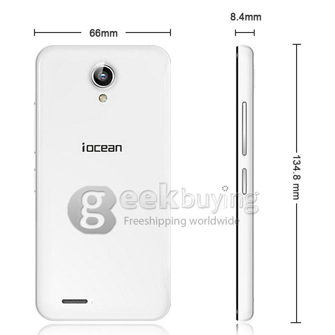 Iocean X1 QHD MTK6582 Quad Core 1.3GHz 4.5 Inch Smartphone Android 4.4 OS 1GB RAM 8GB ROM 5.0MP+2.0MP 3G GPS - White