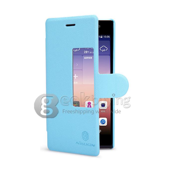 Nillkin Fresh Series PolyCarbonate Flip Stand Leather Case for HUAWEI Ascend P7 - Blue