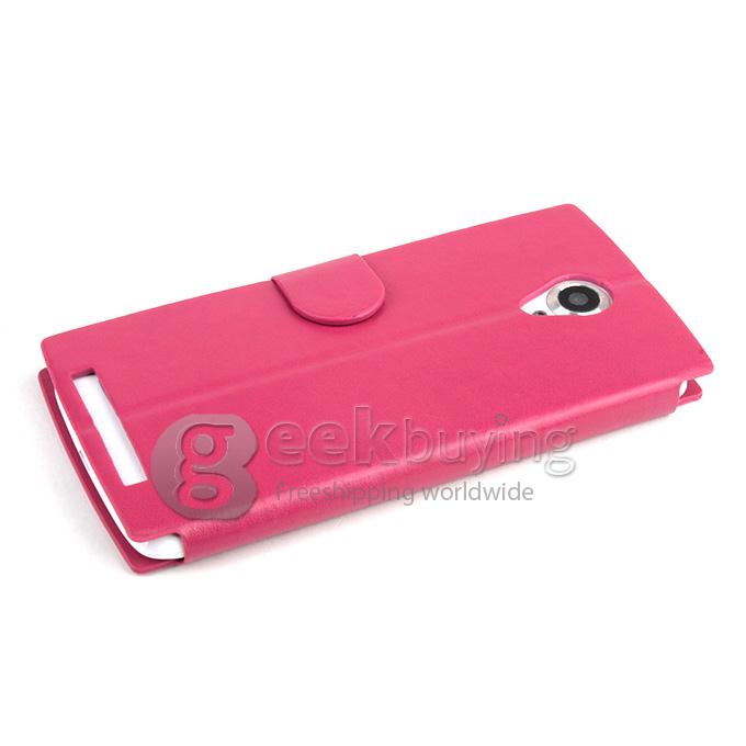 Protective PU Leather Hard Case Filp Cover Shell for THL T6S - Rose