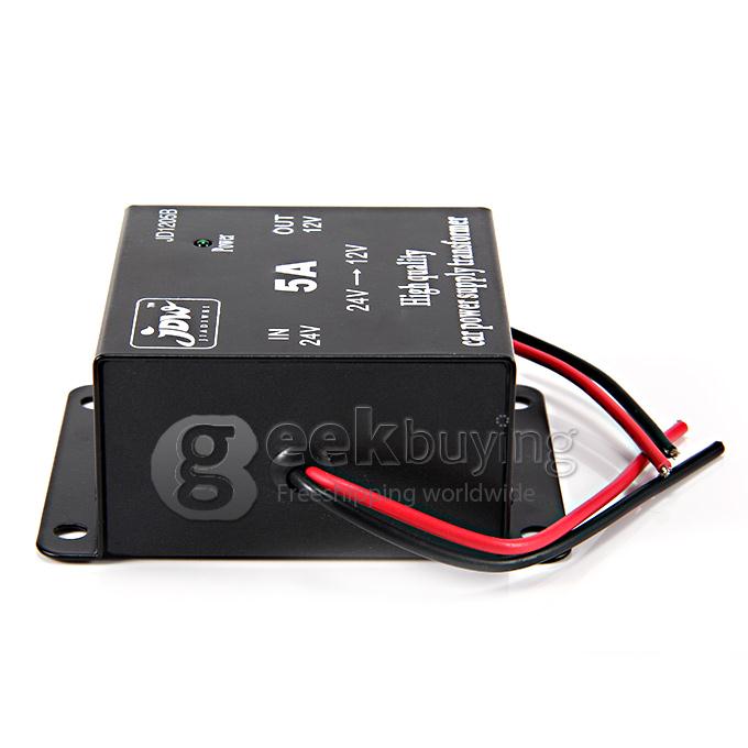 JD1205B DC 24V to 12V Car Power Supply Transformer Converter - Black