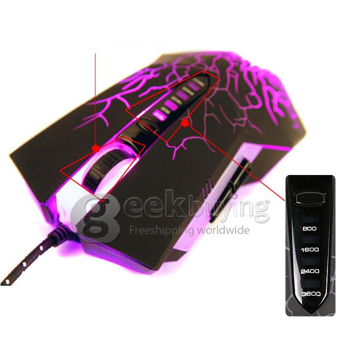 WFIRST X900-M Tarrasque Glare 3600DPI Wired USB Optical Gaming Mouse with 4-Color Breathing Light for DOTA PC