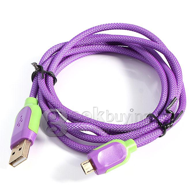 ESC03 1.5m Micro USB Data Charger Sync Cable for Samsung Galaxy S5/S4/i9300 Note4 HTC Xiaomi Nokia - Purple + Green