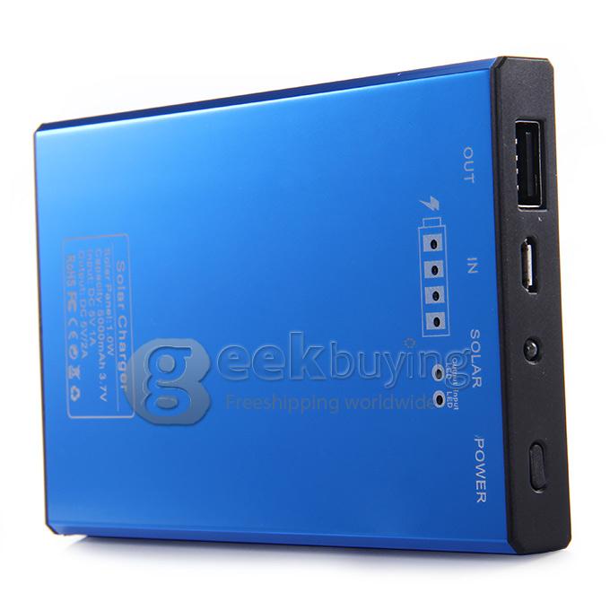 5000mAh 5V/2A Solar Charger Panel Power Bank External Battery for Cell Phone Mobile Device - Blue